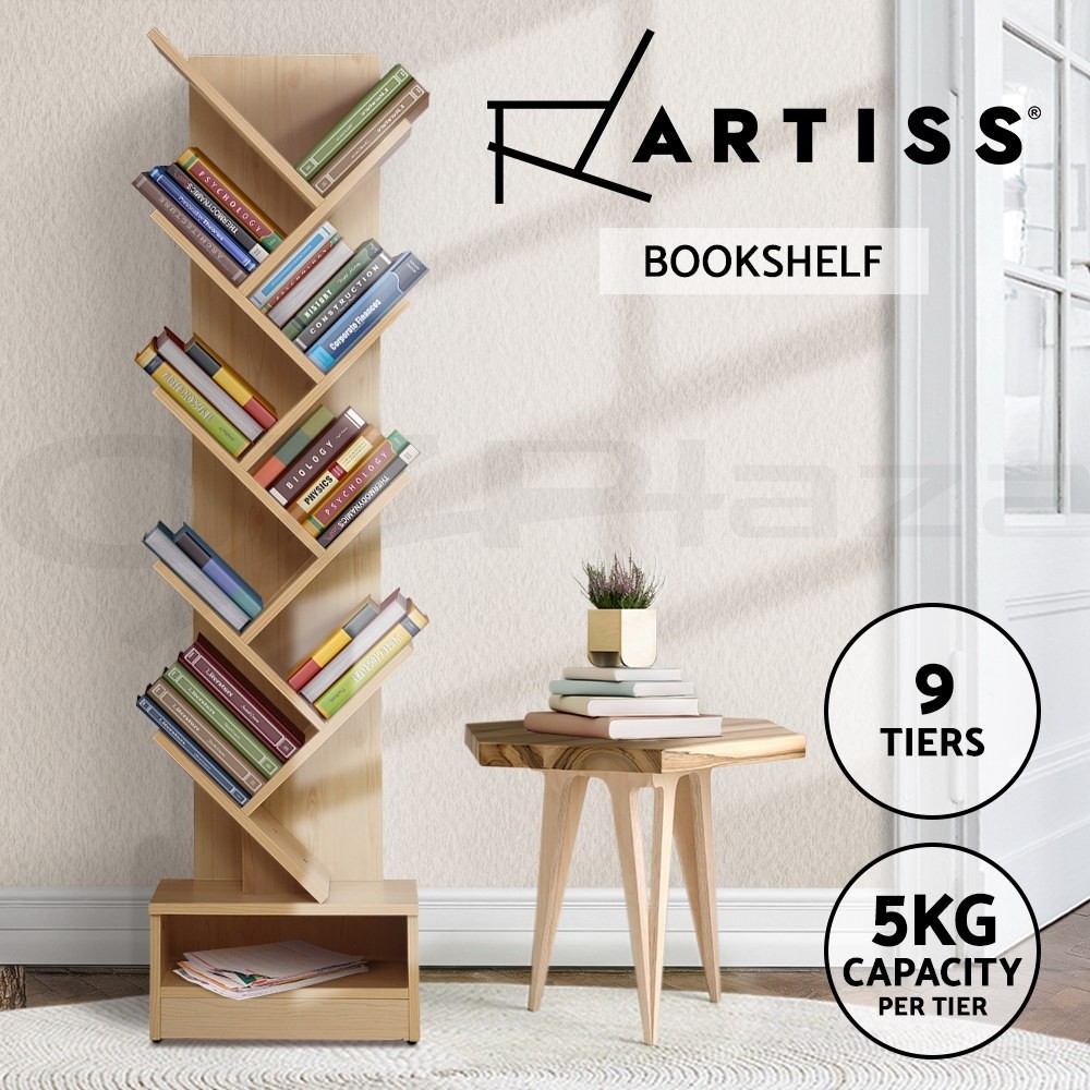 Artiss Tree Bookshelf 9-tier Storage Bookcase Freestanding wall-mounted 40cm