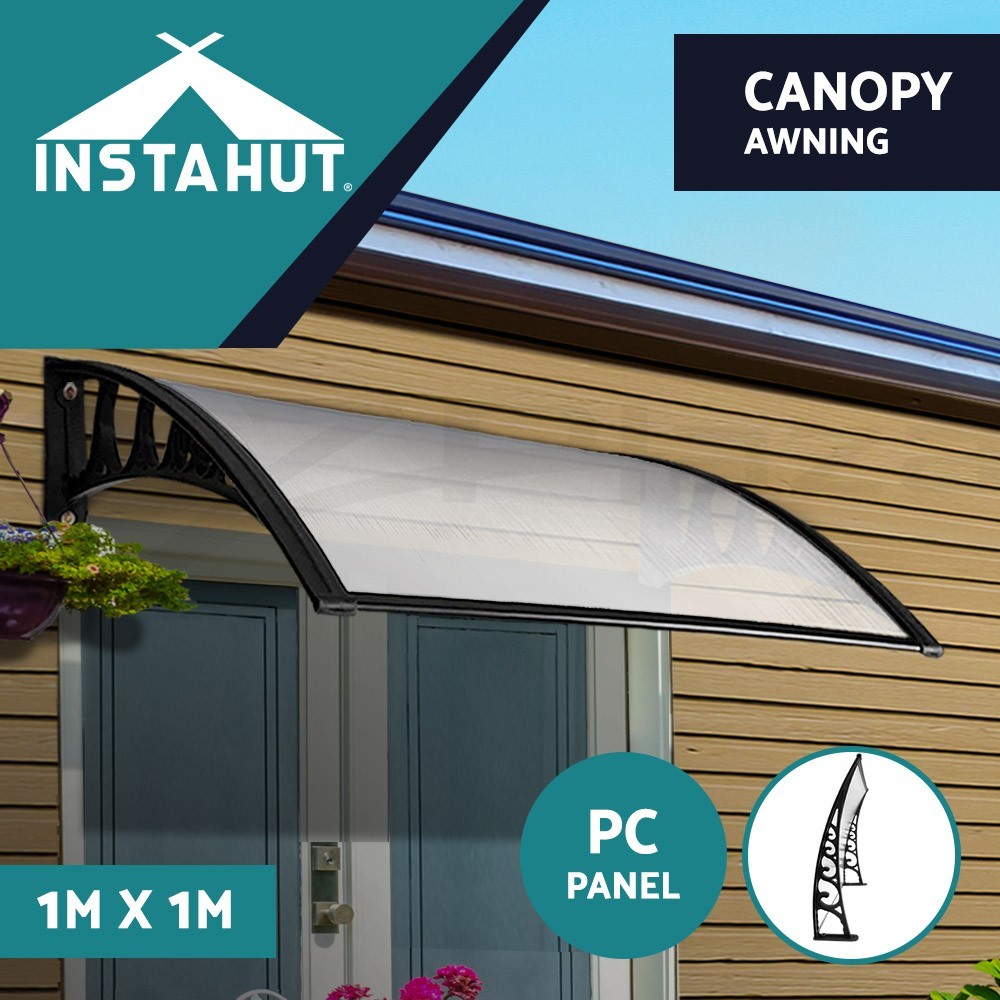 Instahut Door Window Awning 1X1M Transparent Hollow Panel UV Rain Resistant