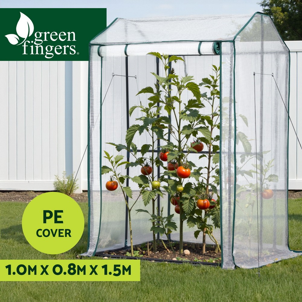 Green Fingers Mini Greenhouse PE Cover Zippered Door Transparent 1.0x0.8x1.5M