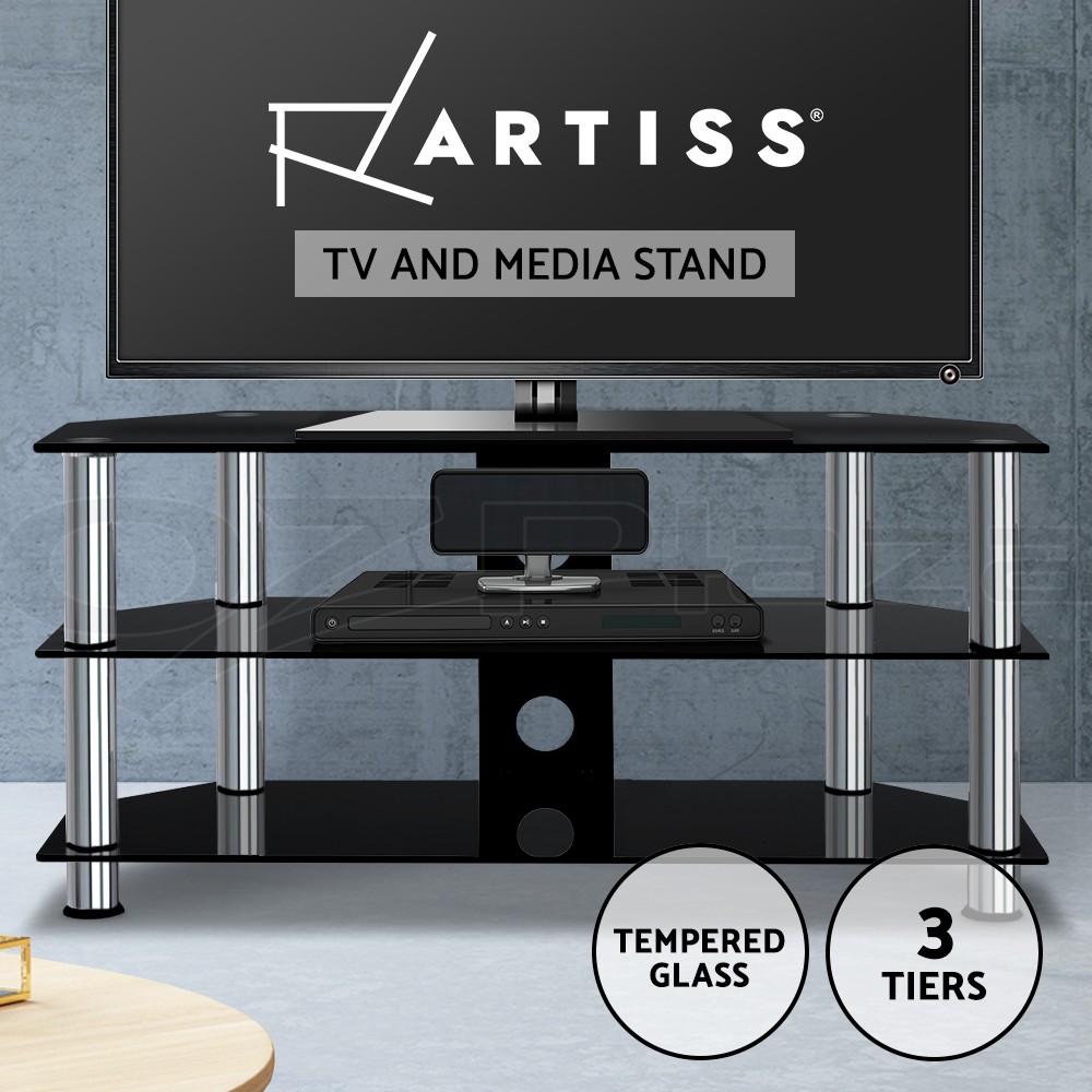 Artiss TV Media Stand Entertainment 3 Tiers Tempered Glass Shelf 1000mm 40kg