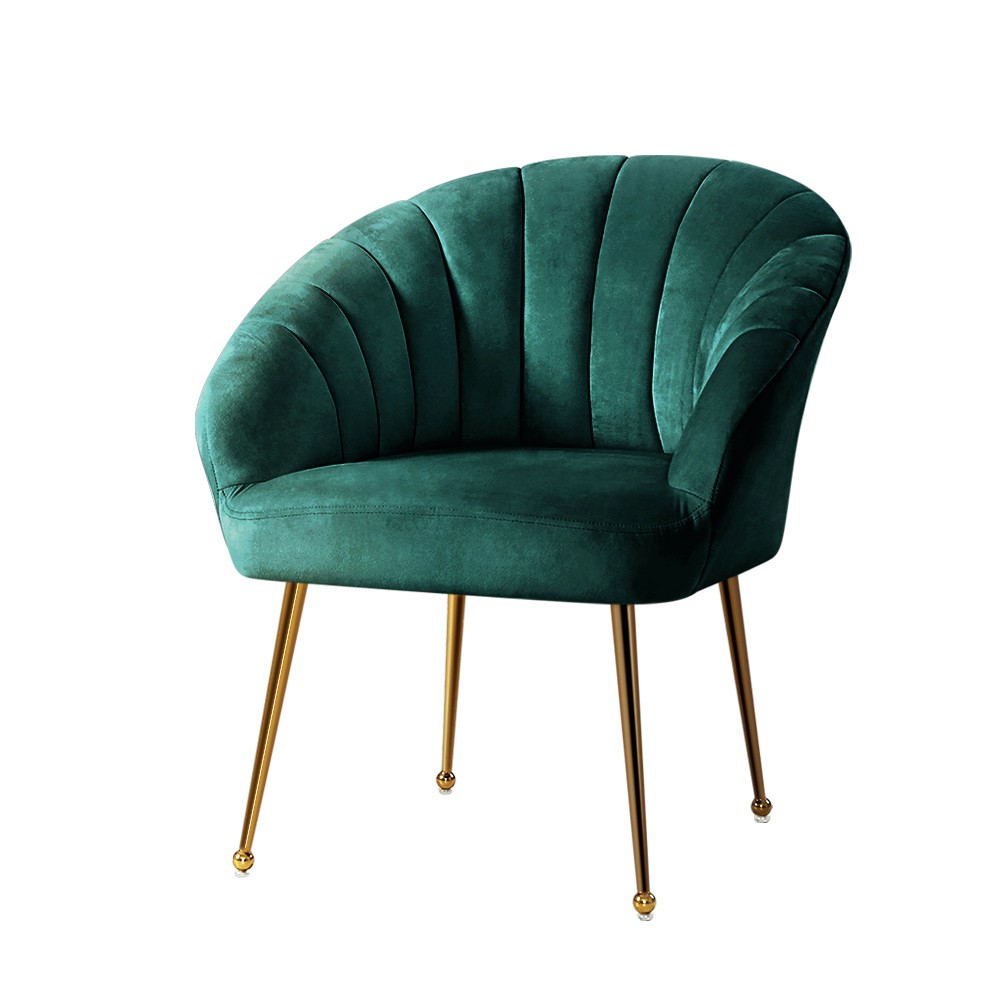Artiss Eloise Velvet Accent Armchair Green Solid Wood Foam Padded Seat 68cm