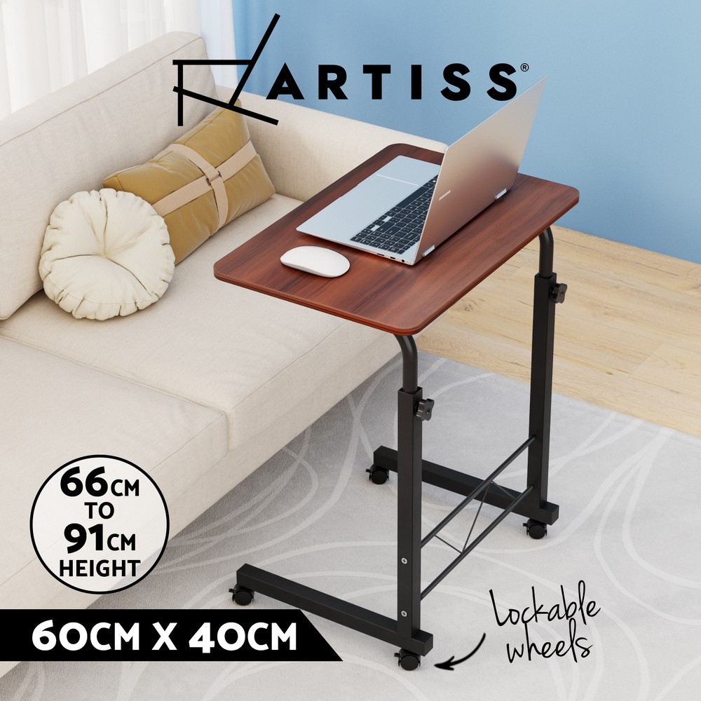 Artiss Adjustable Mobile Laptop Desk Stand 360 Rotating Black 66-91cm MDF 40kg