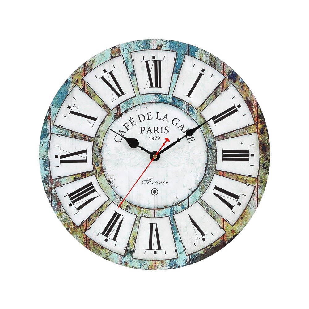 Artiss Wall Clock 40CM Round MDF Roman Numerals Turquoise Country Retro Decor