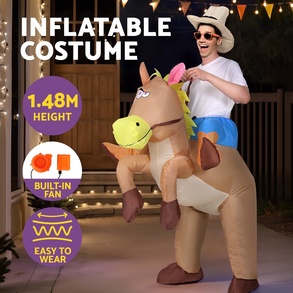 Inflatable Cowboy Costume Adult Unisex USB Fan Polyester 148 cm Party Dress