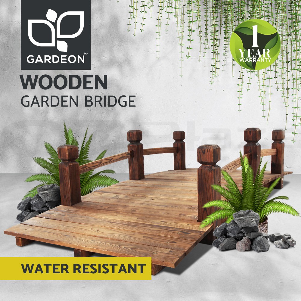 Gardeon Wooden Garden Bridge Rustic Outdoor Fir Weather resistant 160 70 35cm