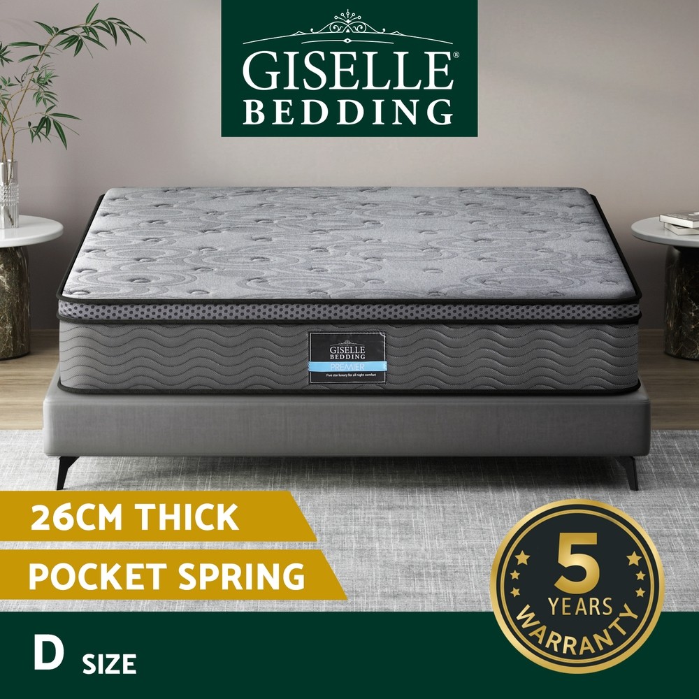 Giselle Bedding Reverie Mattress 26cm Euro Top Pocket Spring Medium Firm Double