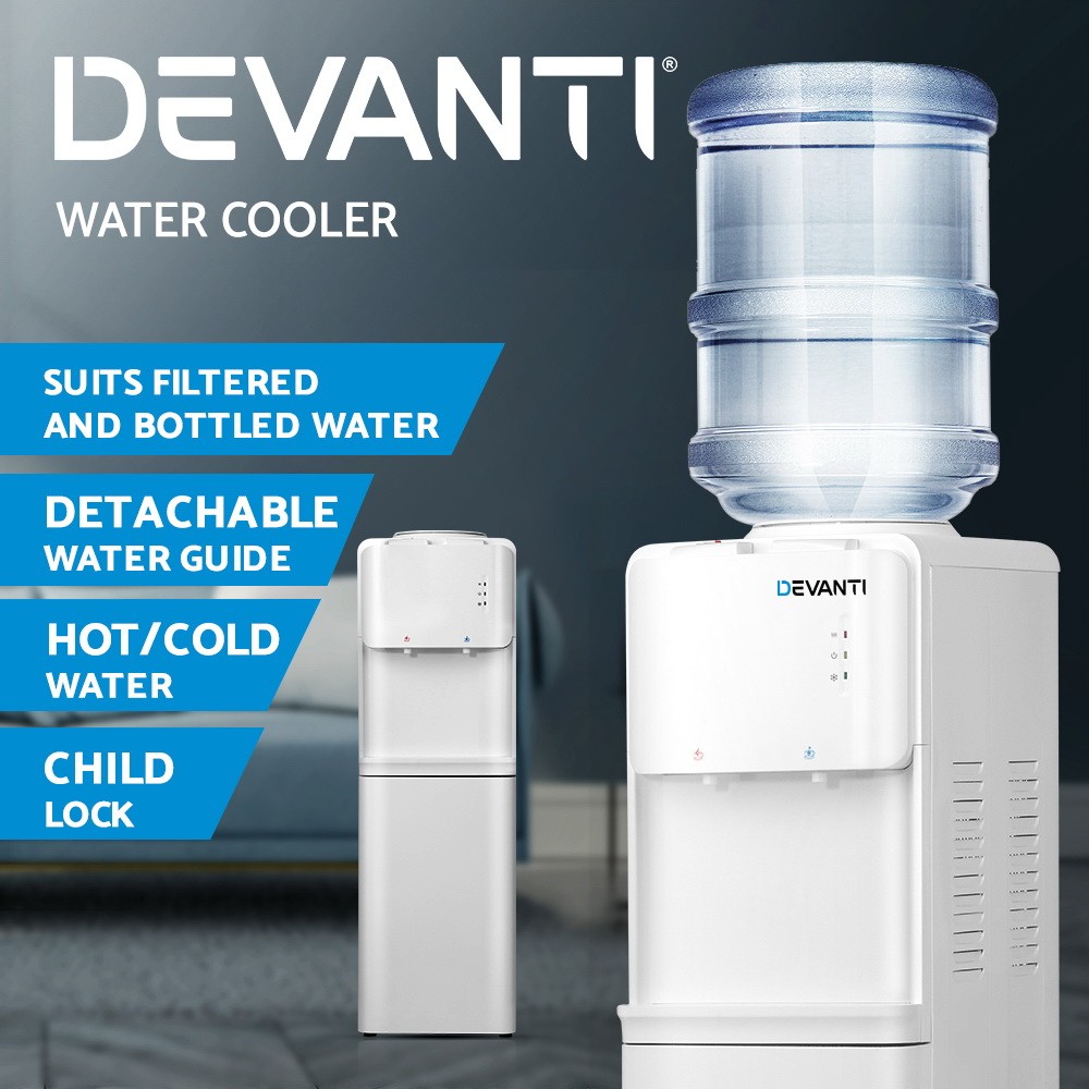 Devanti Water Cooler Dispenser Freestanding Hot Cold Top-loading White Office
