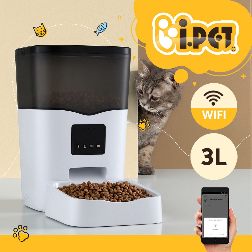 i.Pet Automatic Smart Wifi Pet Feeder Dog Cat 3L Dry Food app Control 1-10 Meals