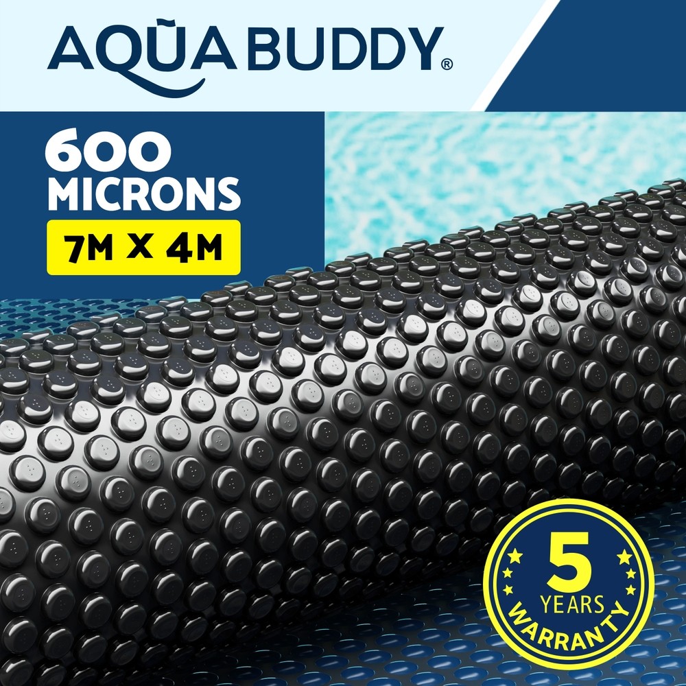 Aqua Buddy Pool Cover 600 Micron Bubble Heat Solar Blanket 7x4m Blue Black PE