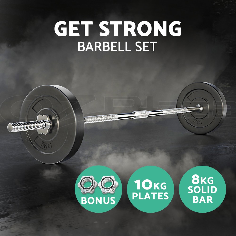 Everfit 18KG Barbell Set 5kg Plates 168cm Steel Bar 150KG Standard 31mm Home
