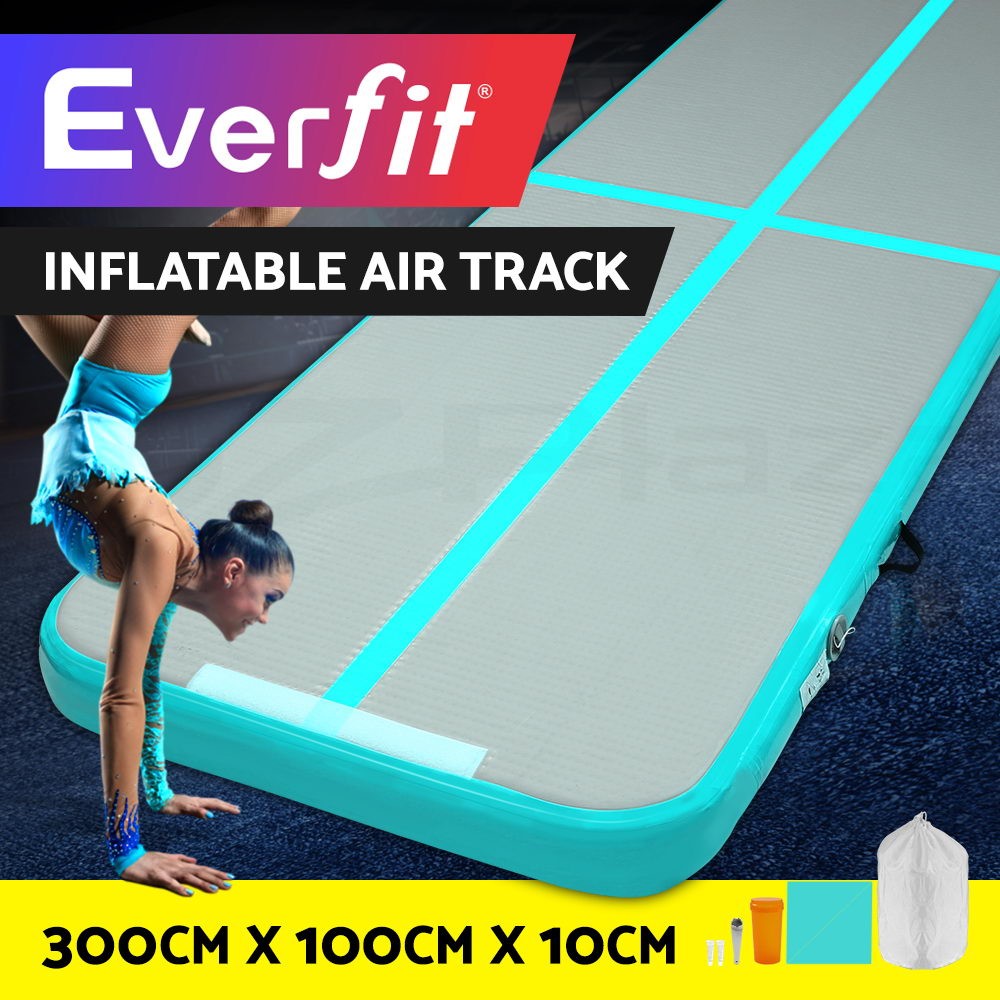 Everfit 3M Air Track Inflatable Gymnastics Cheerleading Exercise Mat 300cm Grey