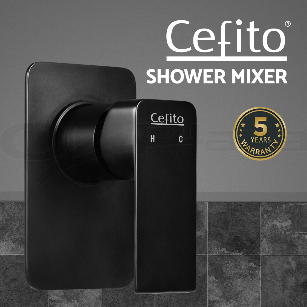 Cefito Wall mounted Shower Mixer Tap Brass Matt Black Ceramic 35mm Hot Cold