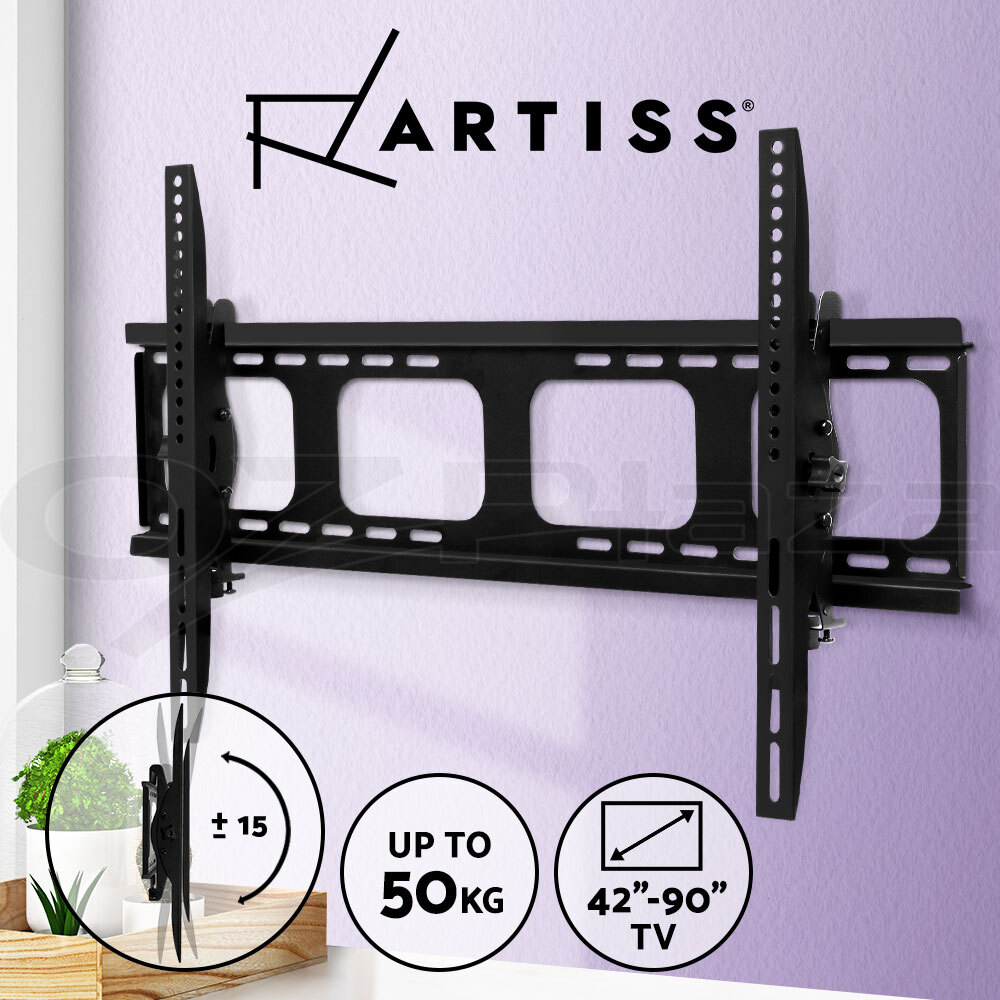 Artiss TV Wall Mount Bracket 42-90 Tilt Slim Low Profile 50kg Black VESA 65mm