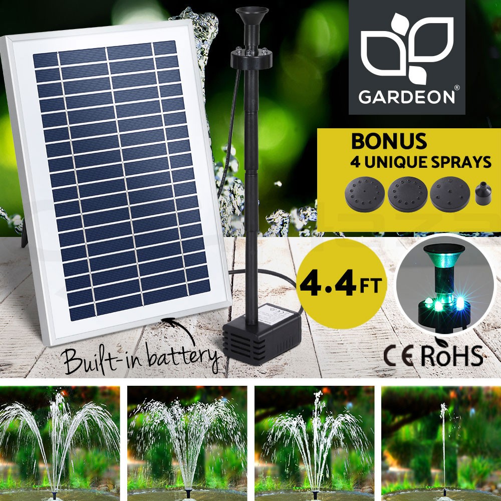 Gardeon Solar Pond Pump Water Fountain Battery LED Lights 4.4FT 5m Cable Remote