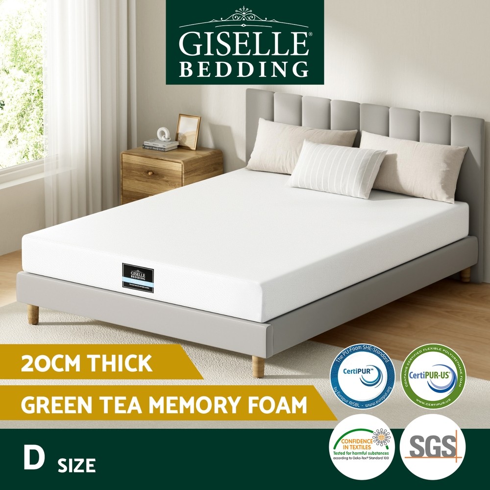 Giselle Bedding 20cm Memory Foam Mattress Double Green Tea Cooling Medium-firm