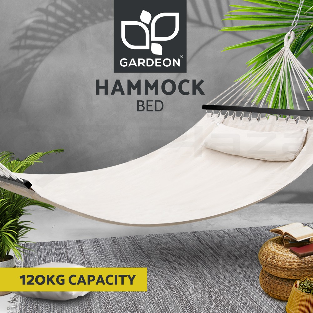 Gardeon Rope Hammock Bed Portable Indoor/Outdoor 343cm 140cm Model 1 Pillow