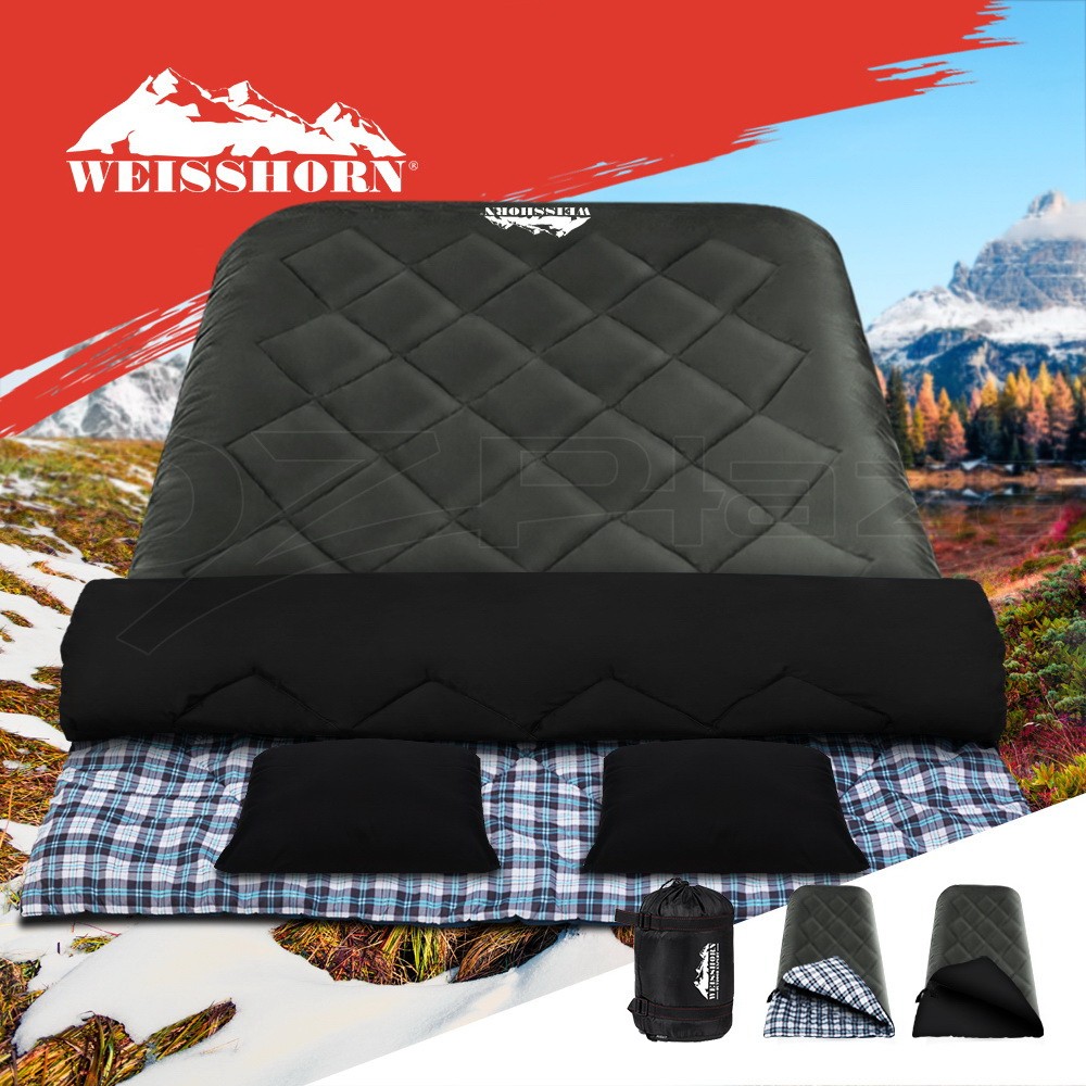 Weisshorn Double Sleeping Bag Waterproof Can be converted two single bags Grey