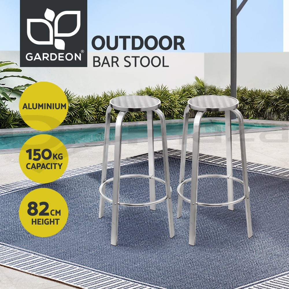 Gardeon Outdoor Aluminium Bar Set Folding two Stools Round Table Patio Cafe