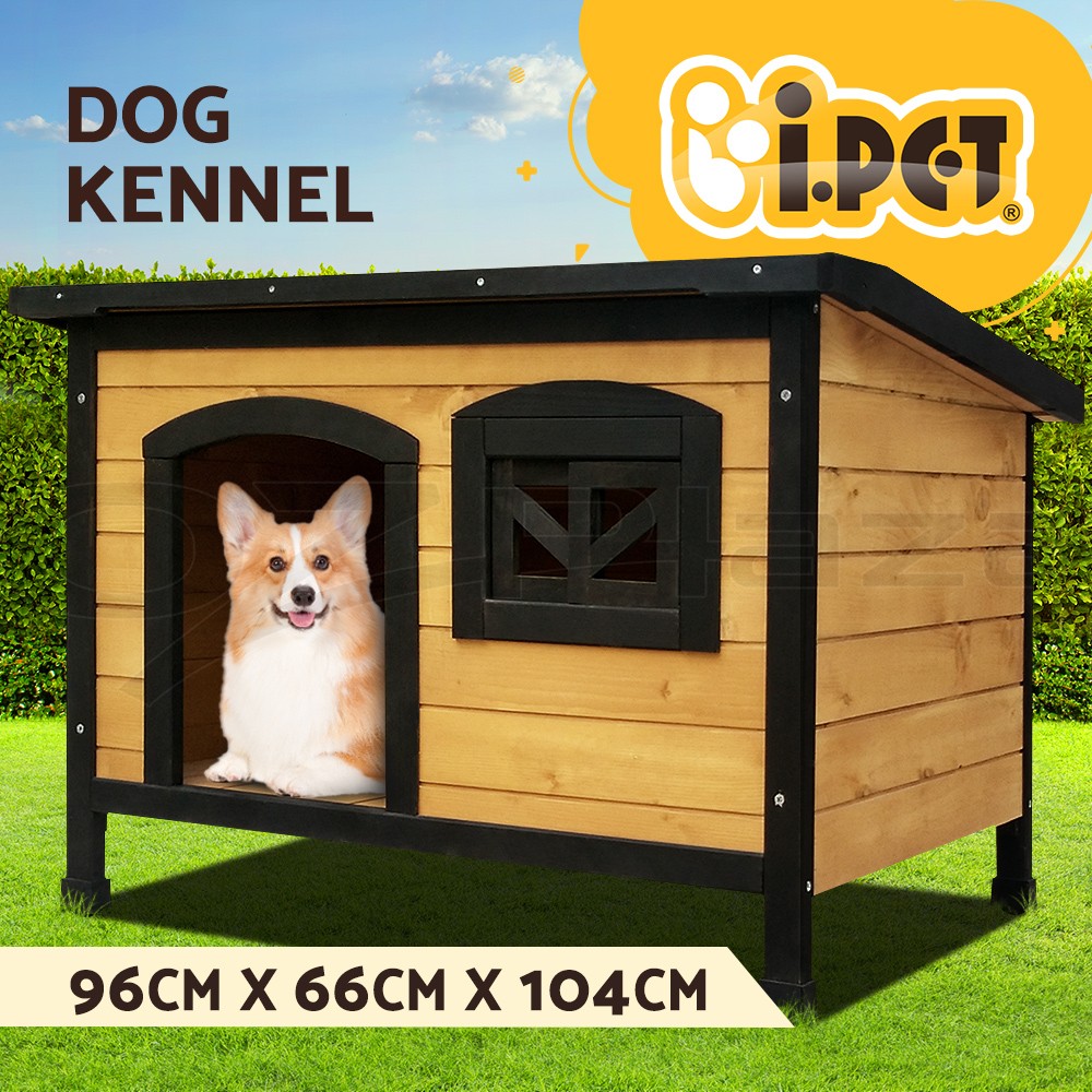 i.Pet Outdoor Dog Kennel Weatherproof UV-resistant Asphalt Roof Fir Wood Large
