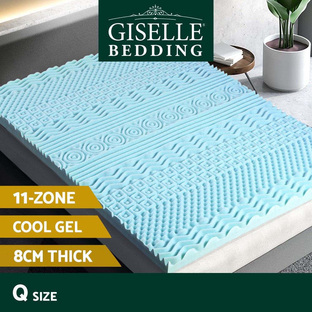 Giselle Bedding Queen Memory Foam Mattress Topper 8cm 11-Zone Cool Gel Bamboo