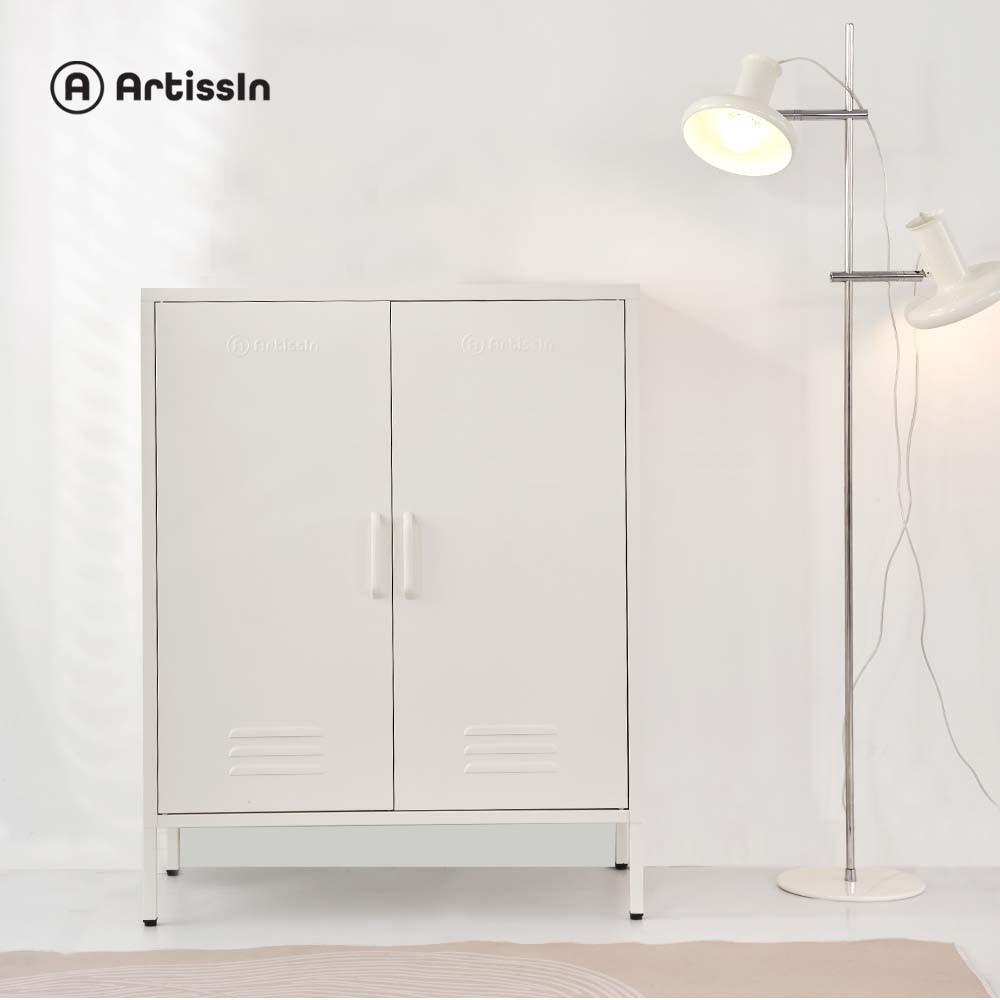 ArtissIn Metal Sideboard Storage Cabinet 2 Adjustable Shelves 80cm 40cm 101.5cm