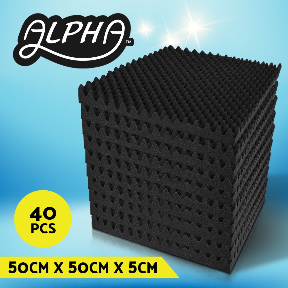 Alpha Acoustic Foam Panels Eggshell 50X50X5CM Black High Density Studio Home