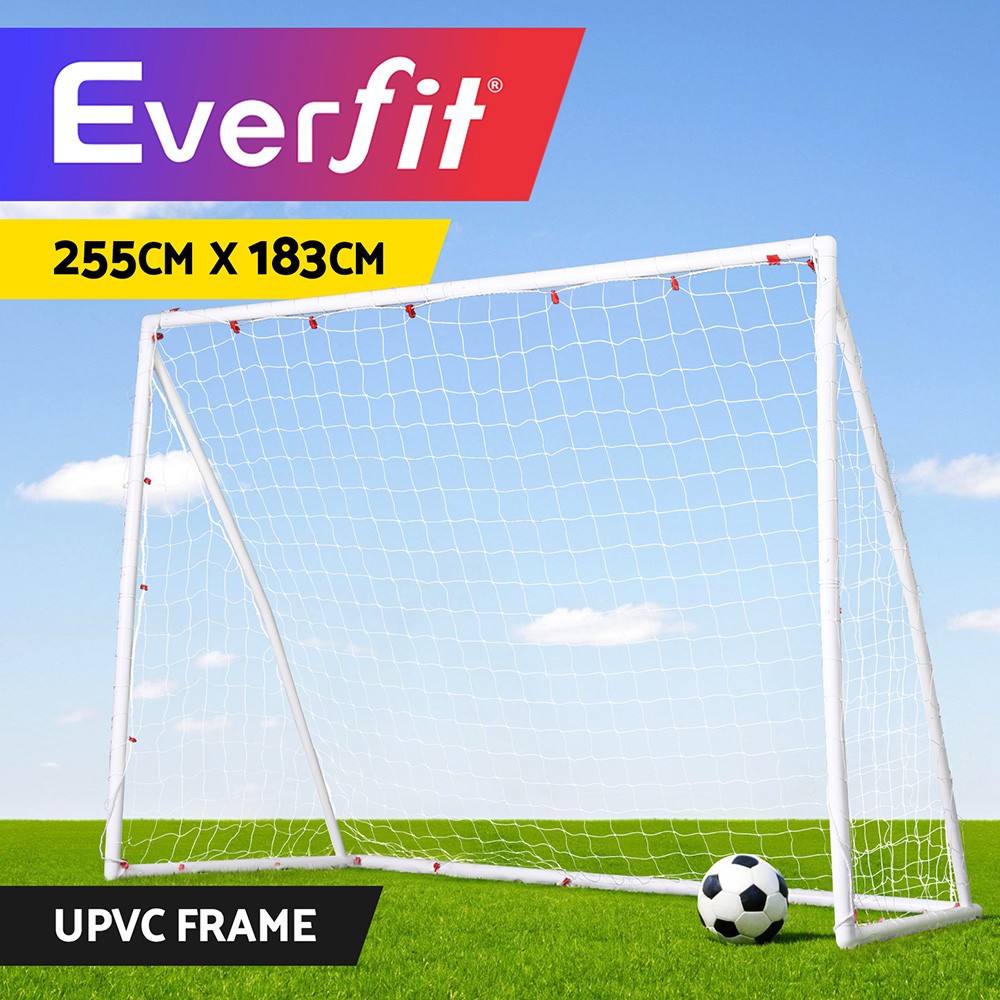 Everfit Portable Soccer Football Goal UPVC 8FT Backyard Training 255x120x183cm