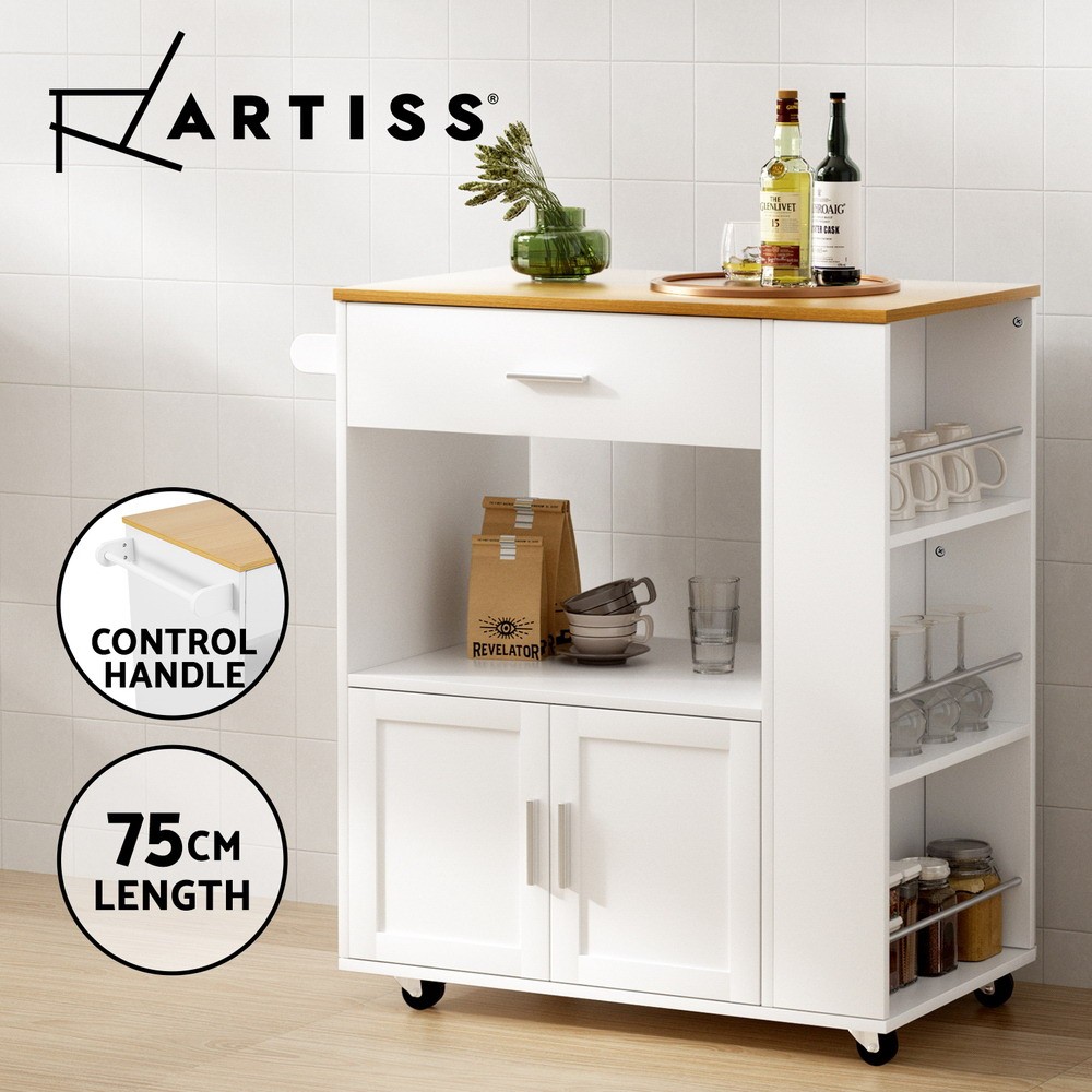 Artiss Kitchen Island Trolley Storage Cart Waterproof Countertop Drawer Shelf