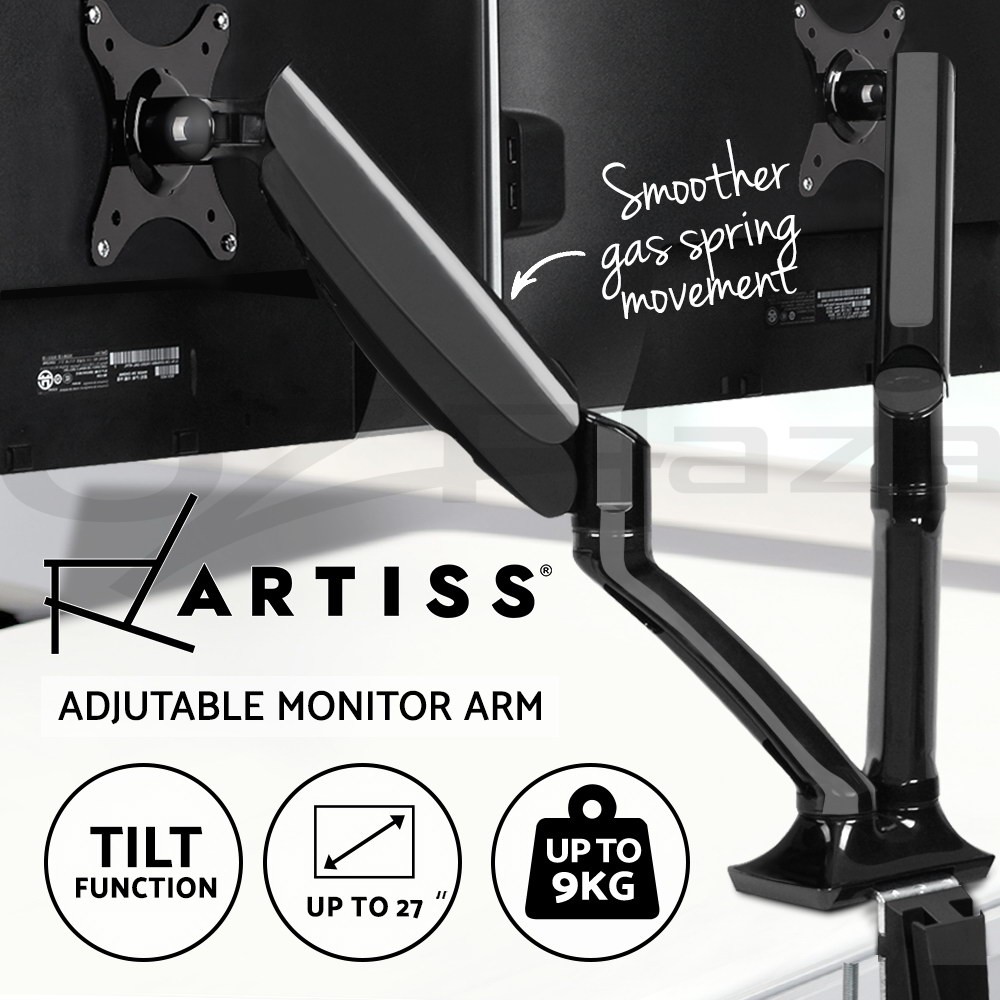 Artiss Dual Monitor Arm Desk Mount Gas Spring VESA 75x75 mm 100 100mm 27 in