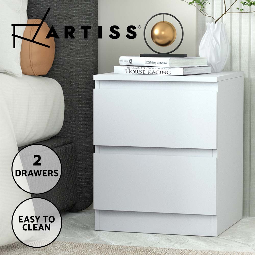 Artiss Pepe Bedside Table 2 Drawers Modern Indoor Particle 40cm 39.5cm 50cm