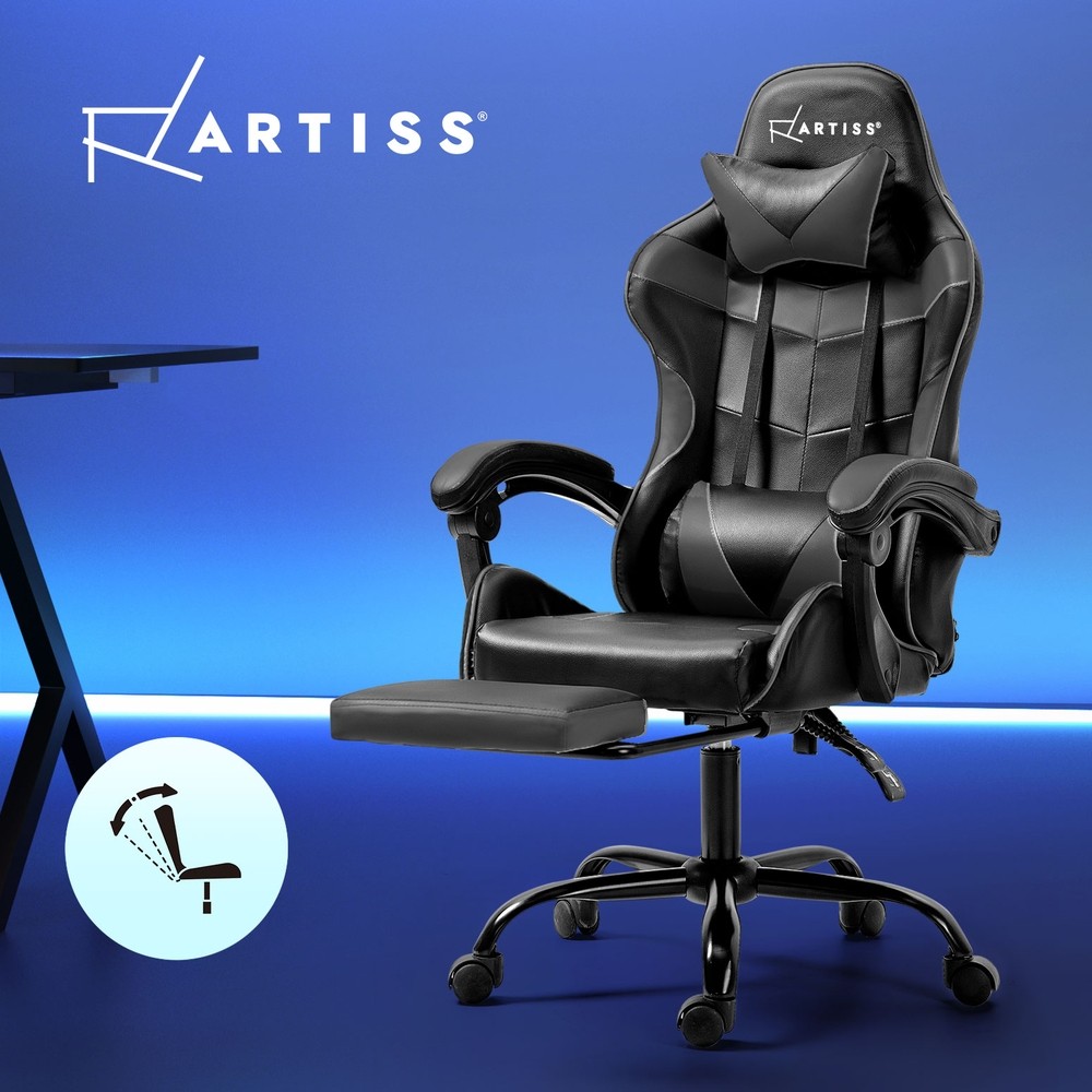 Artiss Gaming Office Executive Computer Leather Footrest Adjustable High-back