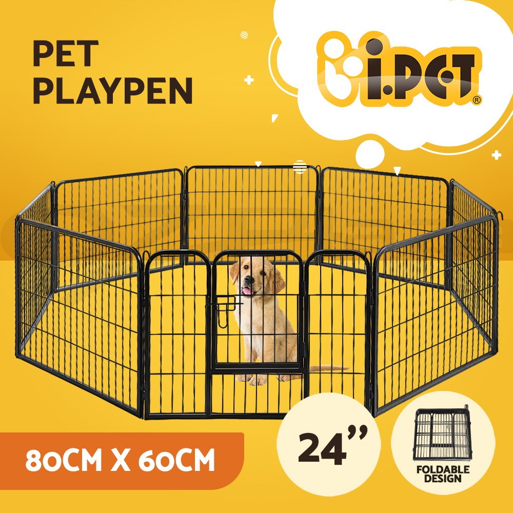 i.Pet Dog Playpen 8 Panel Puppy Fence Exercise Lockable Foldable Rust-resistant