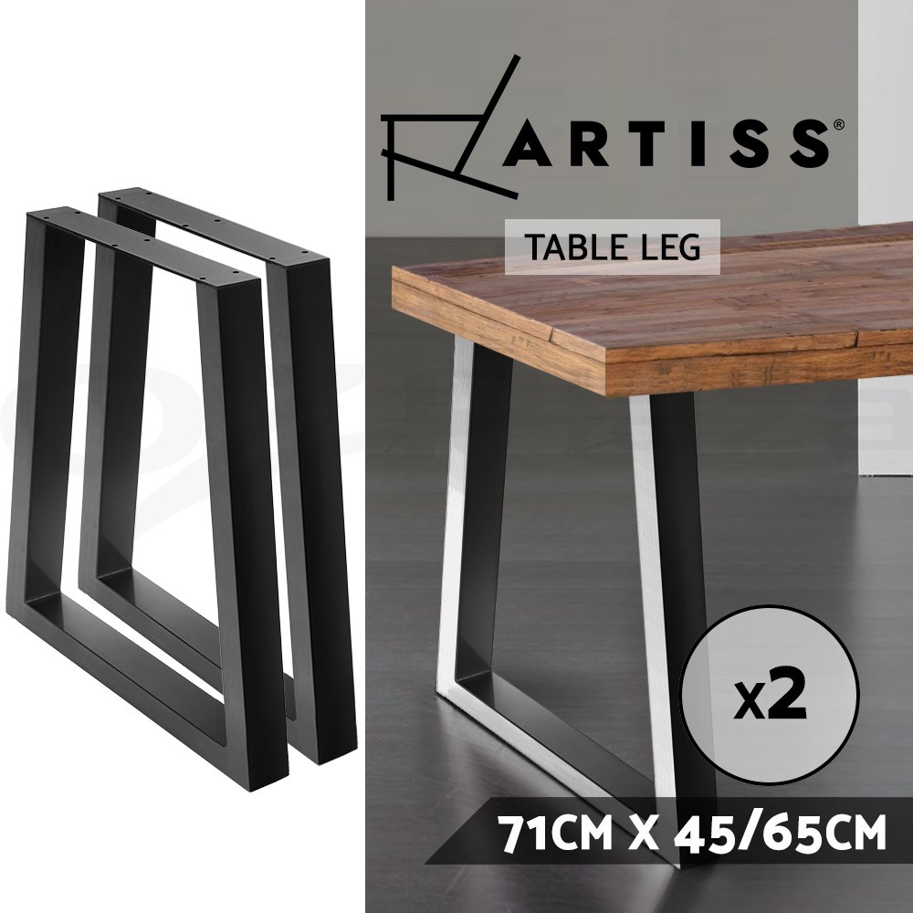 Artiss 2x Trapezoid Table Legs Industrial Metal Black 71cm 200KG Coffee Bench
