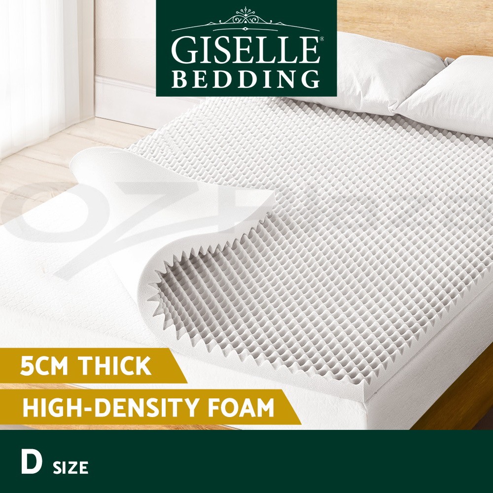 Giselle Bedding Foam Mattress Topper 5cm Double Egg Crate Design High-density