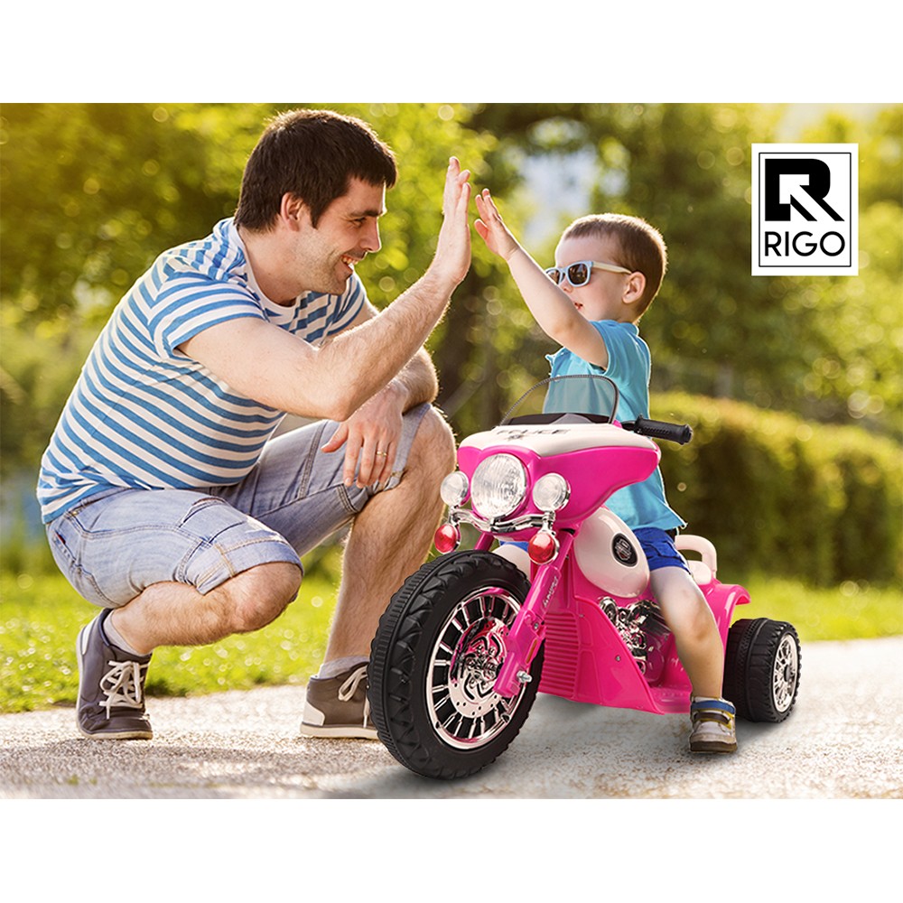 RIGO Electric Ride On Police Motorcycle 6V Pink Harley RCAR-MBIKE-POLICE-PK