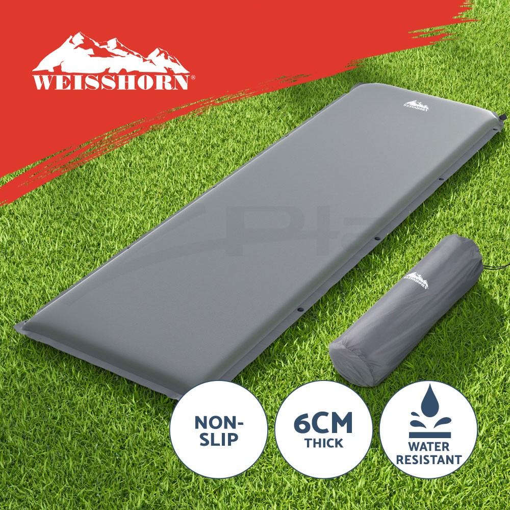 Weisshorn Self Inflating Mattress Camping Sleeping Mat 189x66x6cm Grey Air Bag