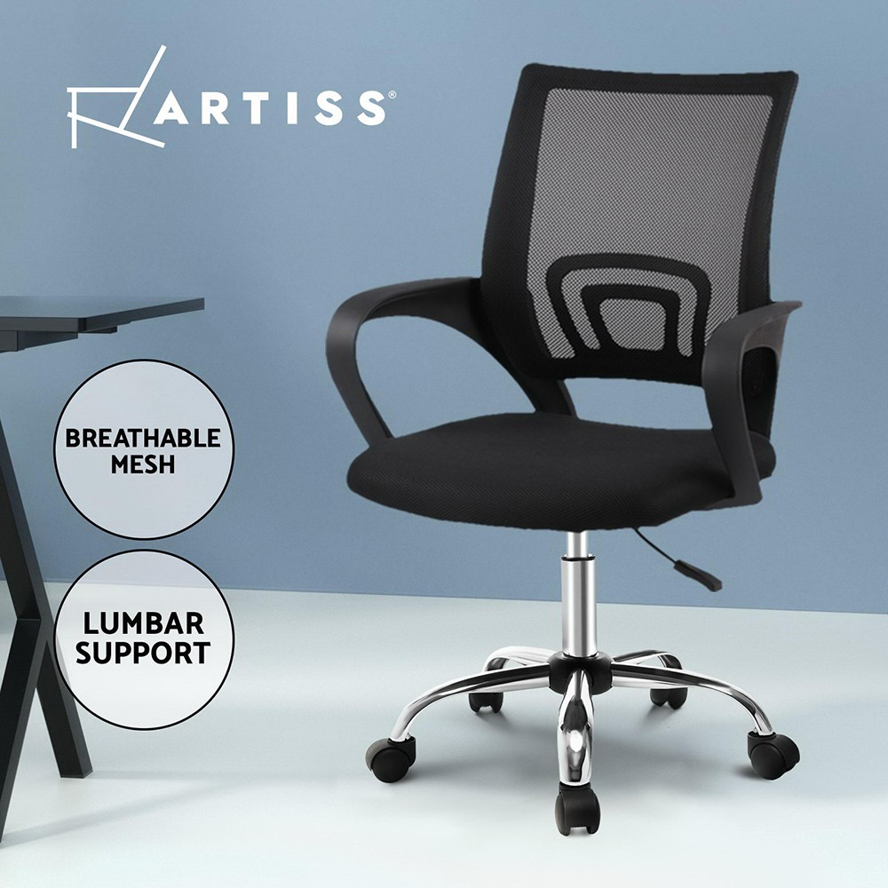 Artiss Mesh Office Chair Mid Back Adjustable Height Black/Grey 360 Rotatable