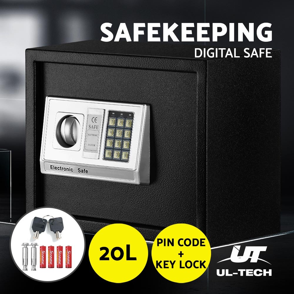 UL-TECH Digital Security Safe SAF30EAMTLBK Black Money Emergency Override Key