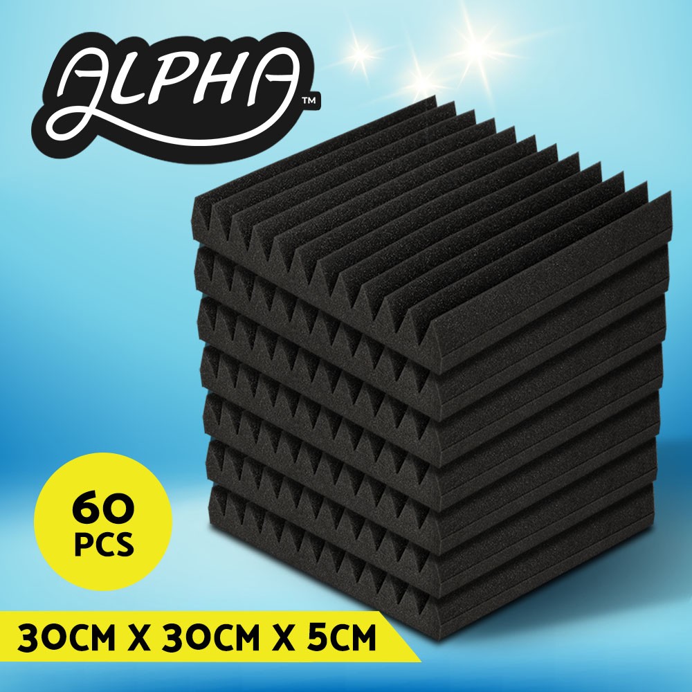 Alpha Acoustic Foam 12-tooth Wedge Soundproofing Tiles 60pcs Black 5cm 5.4m2