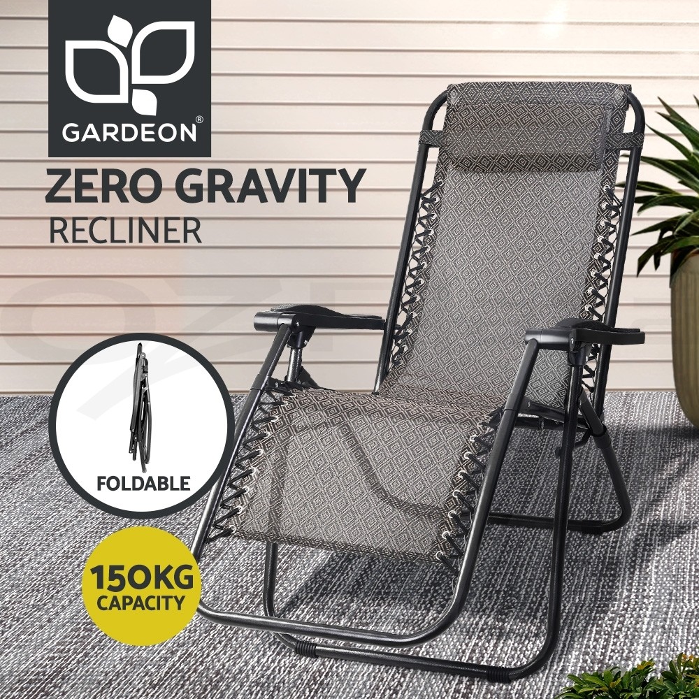 Gardeon Zero Gravity Recliner Chair Beige Folding Outdoor Beach Camping 150kg