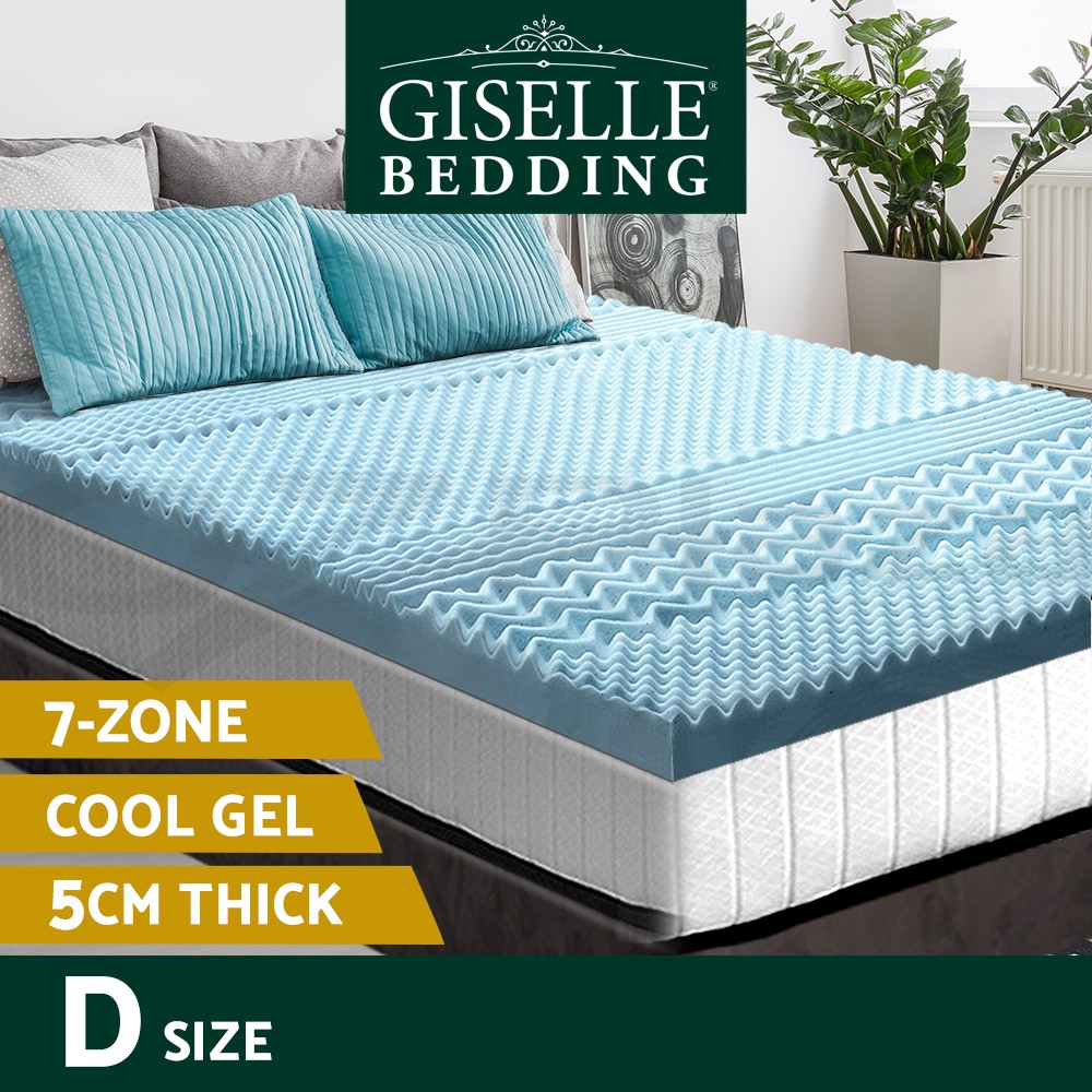 Giselle Bedding Memory Foam Mattress Topper Double 5cm 7-Zone Cool Bamboo Soft