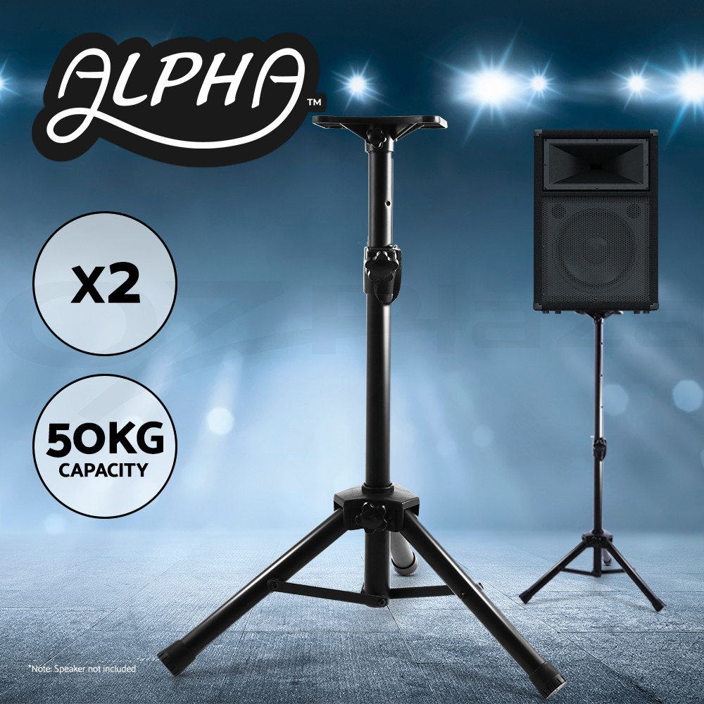 ALPHA 2pcs Speaker Stands Tripod Adjustable Height Surround Powder-coated Finish