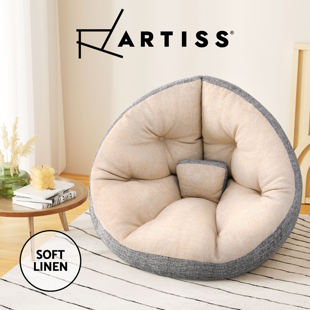 Artiss 4-in-1 Floor Lounge Sofa Bed Recliner Daybed Faux Linen 100cm 80cm 70cm