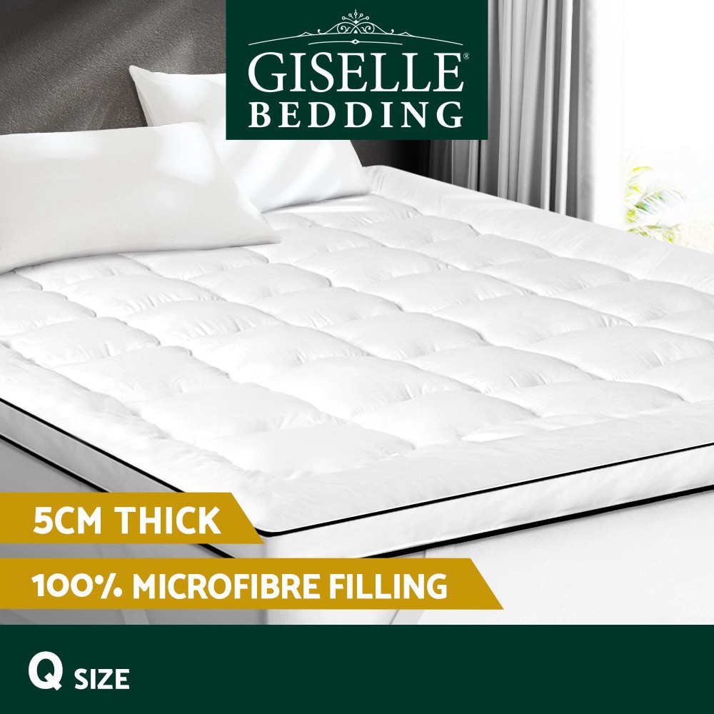 Giselle Bedding 5cm 500GSM Microfibre Pillowtop Mattress Topper Queen Back Pain