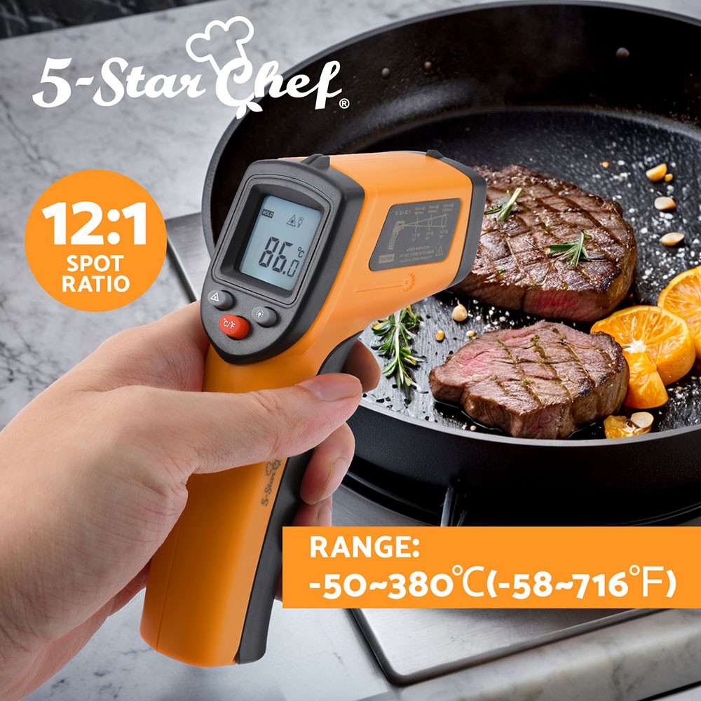 5-Star Chef Infrared Food Thermometer Digital Laser Temperature Gun BBQs LCD