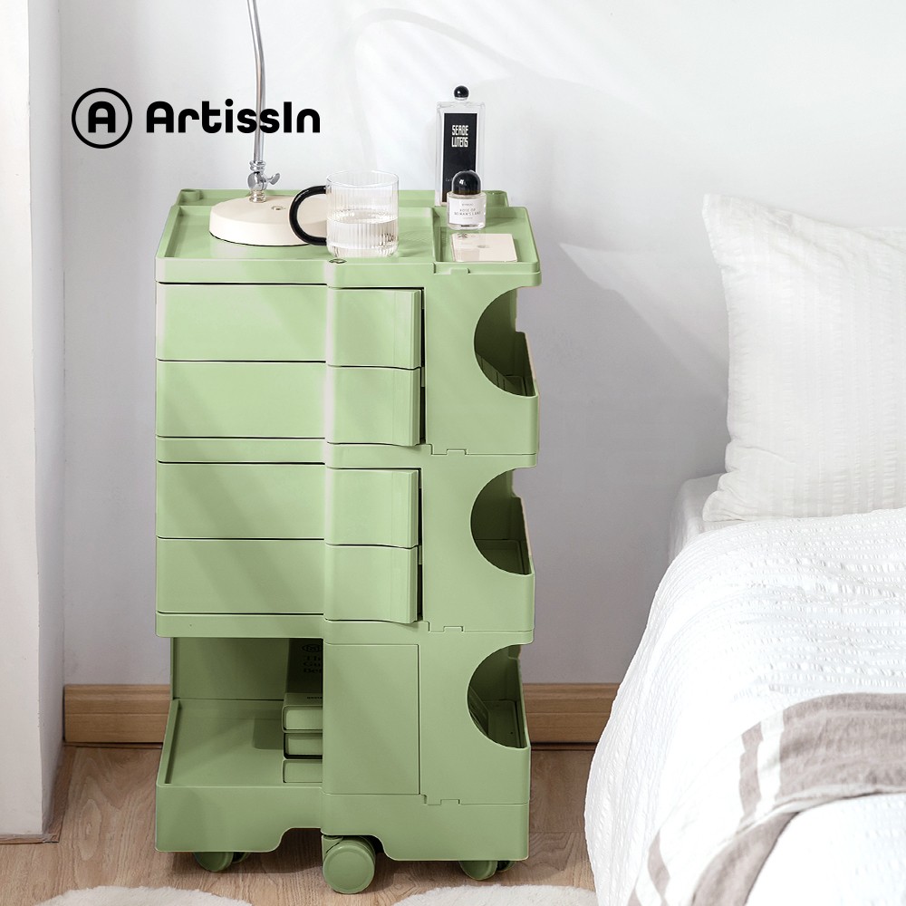 ArtissIn Replica Boby Trolley Storage Cabinet Bedside Table PP L-Green Sage