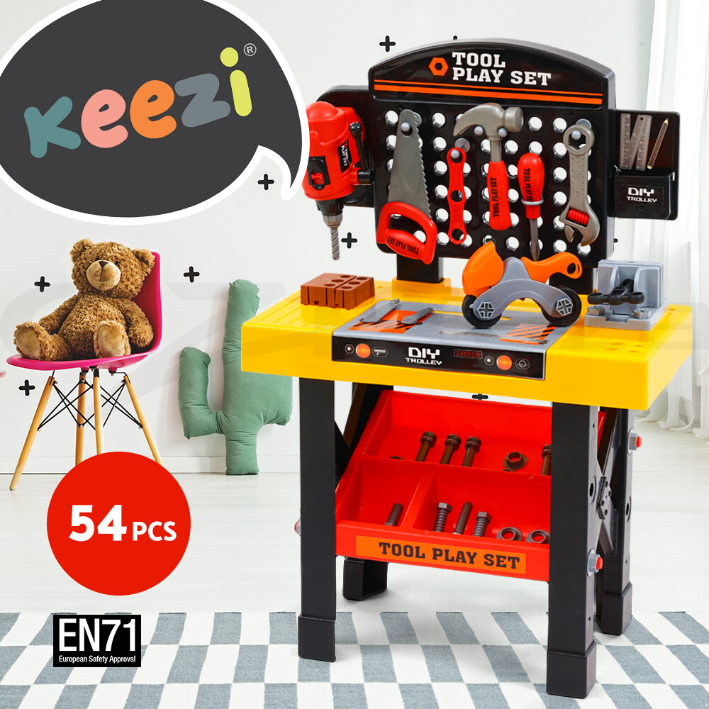 Keezi Kids Pretend Play Tool Work Bench Set 54pcs Drill Hammer DIY 3-4 Years