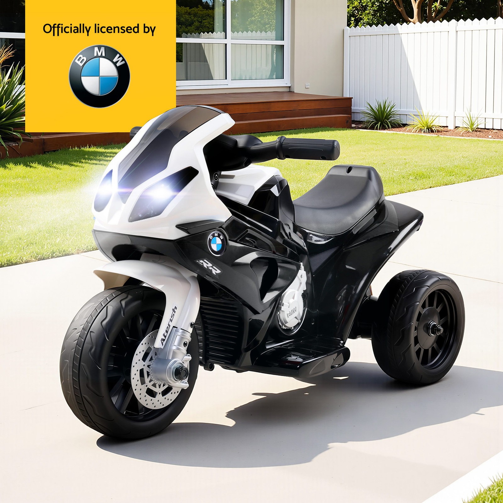 BMW S1000 RR. Kids Electric Ride On Motorcycle 6V 3-Wheel Black Headlight Music