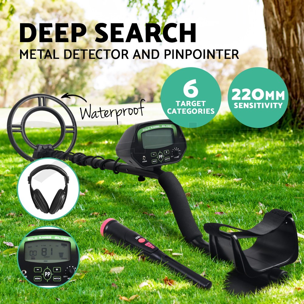 Weisshorn Metal Detector Pinpointer 220MM Sensitive Waterproof LCD Screen Black