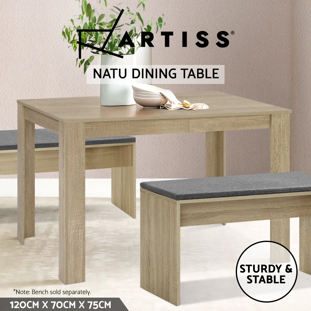 Artiss NATU Dining Table 4 Seater Oak 120cm 70cm 75 cm Wooden Flat Pack Kitchen